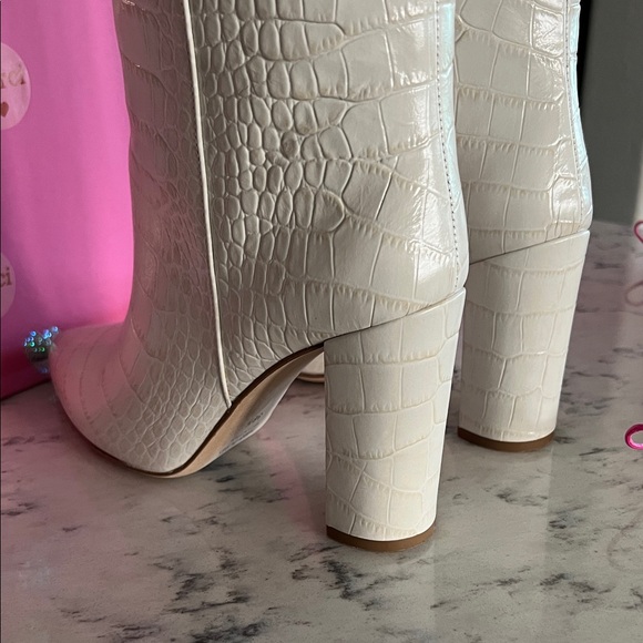 Paris Texas Ivory Croc-Embossed Heeled Boots - Picture 6 of 7